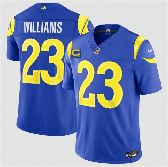 Men's Royal Los Angeles Rams #23 Kyren Williams 2026 F.U.S.E. 4-Star C Patch Vapor Limited Stitched Football Jersey
